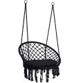 Fotel ogrodowy wiszący, huśtawka BOHO czarna z poduszką – metalowa konstrukcja, siedzisko 80 cm, udźwig 150 kg
