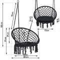 Fotel ogrodowy wiszący, huśtawka BOHO czarna z poduszką – metalowa konstrukcja, siedzisko 80 cm, udźwig 150 kg