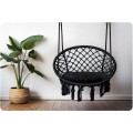 Fotel ogrodowy wiszący, huśtawka BOHO czarna z poduszką – metalowa konstrukcja, siedzisko 80 cm, udźwig 150 kg