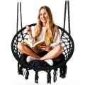 Fotel ogrodowy wiszący, huśtawka BOHO czarna z poduszką – metalowa konstrukcja, siedzisko 80 cm, udźwig 150 kg