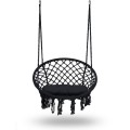 Fotel ogrodowy wiszący, huśtawka BOHO czarna z poduszką – metalowa konstrukcja, siedzisko 80 cm, udźwig 150 kg