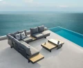 Loungeset Barbados Stone Zestaw wypoczynkowy – nowoczesny zestaw ogrodowy z funkcją leżanki i drewnem tekowym FSC