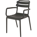 Krzesło ogrodowe TORVI czarne – sztaplowane krzesło z polipropylenu odporne na warunki atmosferyczne