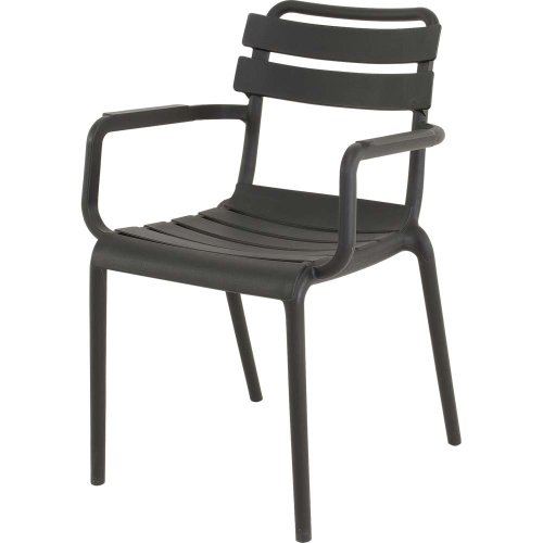 Krzesło ogrodowe TORVI czarne – sztaplowane krzesło z polipropylenu odporne na warunki atmosferyczne