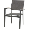 Krzesło ogrodowe Arezzo sztaplowane – aluminium z podłokietnikami wood look,