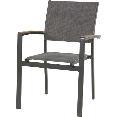 Krzesło ogrodowe Arezzo sztaplowane – aluminium z podłokietnikami wood look,