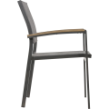 Krzesło ogrodowe Arezzo sztaplowane – aluminium z podłokietnikami wood look,