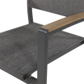 Krzesło ogrodowe Arezzo sztaplowane – aluminium z podłokietnikami wood look,
