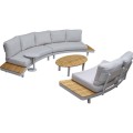 Loungeset Lounza – modułowy zestaw wypoczynkowy ogrodowy z aluminium i blatem z drewna teak