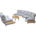 Loungeset Lounza – modułowy zestaw wypoczynkowy ogrodowy z aluminium i blatem z drewna teak
