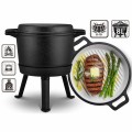 Kociołek żeliwny emaliowany 8 l stojący z patelnią grill Berdsen BD-480 – garnek myśliwski na ognisko i grill