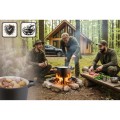 Kociołek żeliwny emaliowany 8 l stojący z patelnią grill Berdsen BD-480 – garnek myśliwski na ognisko i grill