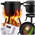 Kociołek żeliwny demontowany 8 l Berdsen BD-480 – garnek na ognisko z patelnią grill