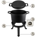 Kociołek żeliwny demontowany 8 l Berdsen BD-480 – garnek na ognisko z patelnią grill