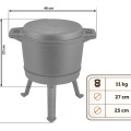 Kociołek żeliwny demontowany 8 l Berdsen BD-480 – garnek na ognisko z patelnią grill
