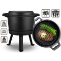 Kociołek żeliwny demontowany 8 l Berdsen BD-480 – garnek na ognisko z patelnią grill
