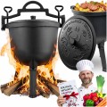 Kociołek żeliwny demontowany 8 l Berdsen BD-480 – garnek na ognisko z patelnią grill