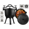 Kociołek żeliwny demontowany 8 l Berdsen BD-480 – garnek na ognisko z patelnią grill