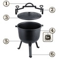 Kociołek żeliwny demontowany 8 l Berdsen BD-480 – garnek na ognisko z patelnią grill