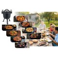 Kociołek żeliwny demontowany 8 l Berdsen BD-480 – garnek na ognisko z patelnią grill