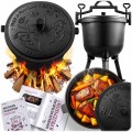 Kociołek żeliwny demontowany 8 l Berdsen BD-480 – garnek na ognisko z patelnią grill