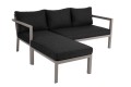 Zestaw lounge ogrodowy Brafab Delia 2668-21-81 – aluminiowy narożnik z funkcją leżanki, nowoczesny zestaw tarasowy (khaki / nearly black)