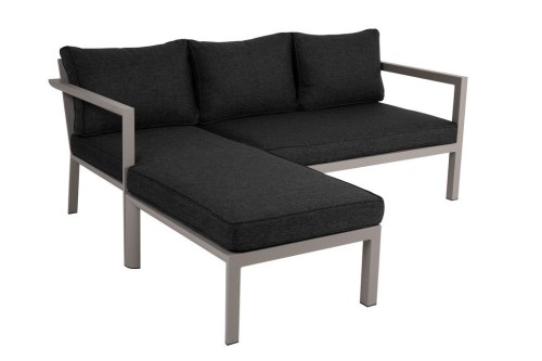 Zestaw lounge ogrodowy Brafab Delia 2668-21-81 – aluminiowy narożnik z funkcją leżanki, nowoczesny zestaw tarasowy (khaki / nearly black)