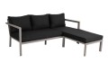 Zestaw lounge ogrodowy Brafab Delia 2668-21-81 – aluminiowy narożnik z funkcją leżanki, nowoczesny zestaw tarasowy (khaki / nearly black)