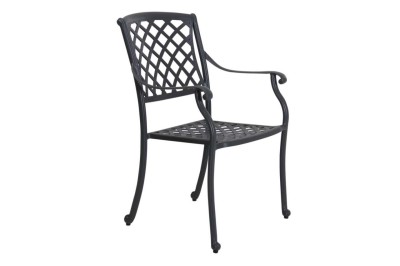 Krzesło ogrodowe Brafab Arras 6153-7 – aluminiowe, sztaplowane krzesło tarasowe w stylu klasycznym (antracyt)