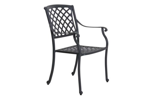 Krzesło ogrodowe Brafab Arras 6153-7 – aluminiowe, sztaplowane krzesło tarasowe w stylu klasycznym (antracyt)