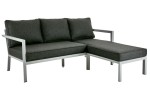 Zestaw lounge ogrodowy Brafab Delia 2668-71-81 – aluminiowy narożnik z funkcją leżanki, nowoczesny zestaw tarasowy (szary / nearly black)