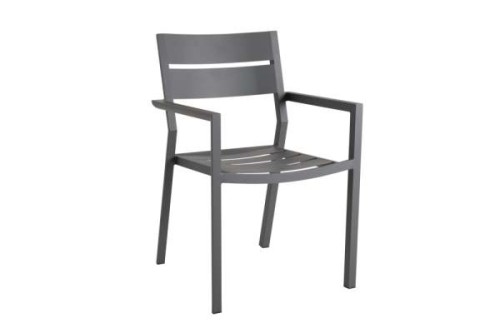 Krzesło ogrodowe Brafab Delia 2651-73-18 antacytowe – aluminiowe, sztaplowane krzesło do jadalni w stylu skandynawskim