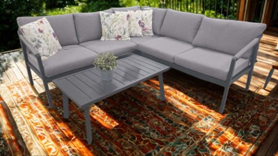 Lesli Living Belgium narożny zestaw ogrodowy lounge aluminium z poduszkami