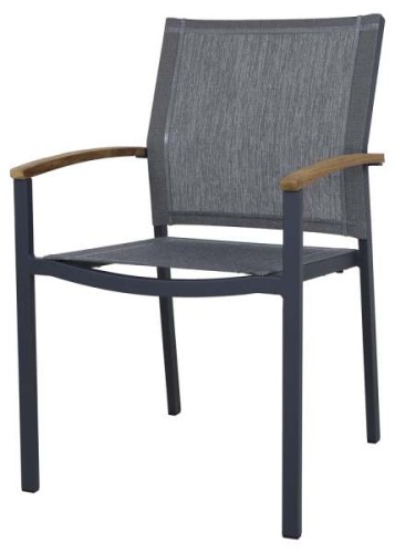 Zebra Alex  krzesło ogrodowe aluminiowe z podłokietnikami teak i Batyline