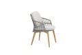 4Seasons Sempre Dining Stuhl Silver Grey – krzesło ogrodowe premium z teakowymi nogami i 2 poduszkami