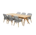4Seasons Sempre Dining Stuhl Silver Grey – krzesło ogrodowe premium z teakowymi nogami i 2 poduszkami