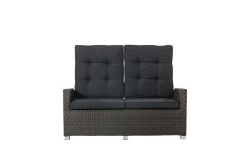 CLEMENTO Malaga Sofa 2-osobowa aluminium i olefina regulowane oparcie ciemnoszara