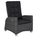 CLEMENTO Malaga Fotel ogrodowy aluminium i olefina regulowane oparcie ciemnoszary