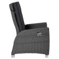 CLEMENTO Malaga Fotel ogrodowy aluminium i olefina regulowane oparcie ciemnoszary