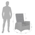 CLEMENTO Malaga Fotel ogrodowy aluminium i olefina regulowane oparcie ciemnoszary