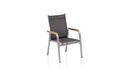 Kettler Granada Krzesło Ogrodowe Sztaplowane Aluminium i Tkanina Outdoor z Podłokietnikami Teak