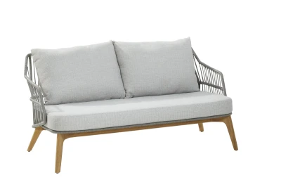 4 Seasons Outdoor Sempre Living Bench 2,5 Seater Teak Silver Grey Sofa Ogrodowa Premium z Poduszkami
