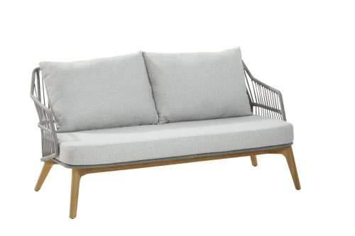 4 Seasons Outdoor Sempre Living Bench 2,5 Seater Teak Silver Grey Sofa Ogrodowa Premium z Poduszkami