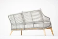 4 Seasons Outdoor Sempre Living Bench 2,5 Seater Teak Silver Grey Sofa Ogrodowa Premium z Poduszkami