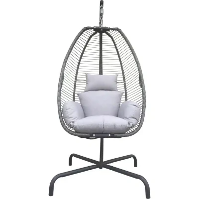 Lesli Living Hanger Chair Rope, Fotel Wiszący Kokon ze Stelażem Rope Stal Szary