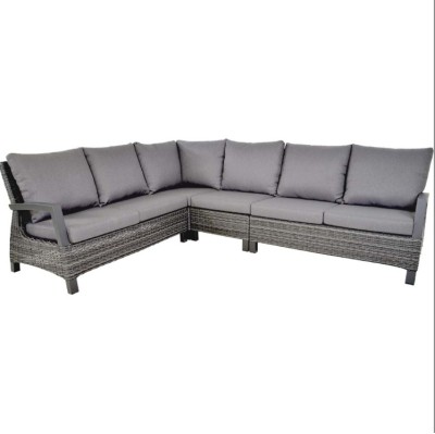 Narożna sofa, zestaw wypoczynkowy Lesli Living Prato Forte – technorattan, aluminium, poduszki Olefin