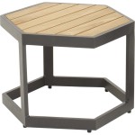 Stolik pomocniczy Lesli Living Esagono 48×41,5×34 cm – aluminium i drewno teak, antracyt