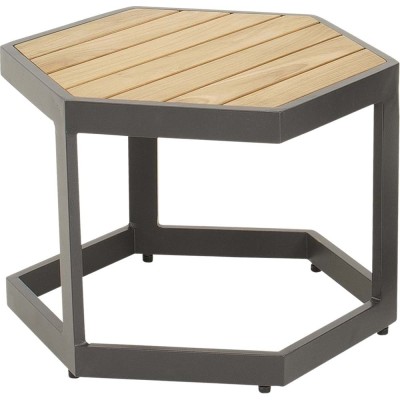 Stolik pomocniczy Lesli Living Esagono 48×41,5×34 cm – aluminium i drewno teak, antracyt