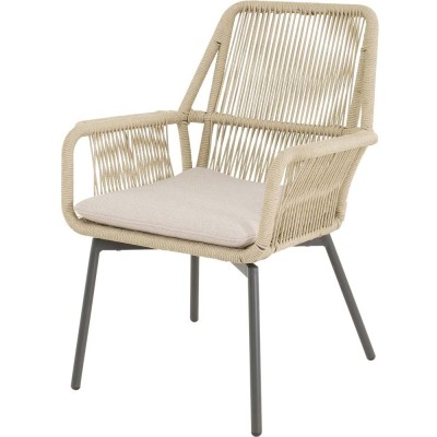 Krzesło ogrodowe Lesli Living Silas Beige – aluminiowe z oplotem Rope, beżowe