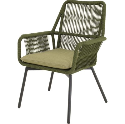 Krzesło ogrodowe Lesli Living Silas Green – aluminiowe z oplotem Rope, zielone